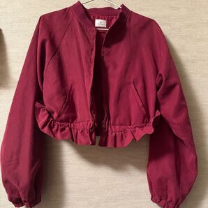 merry Jenny バーガンディ 長袖 コート 取り外し可能 フレア 春
