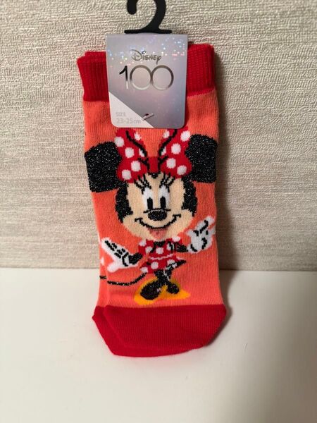 新品ディズニー100周年記念 コラボ 靴下 スニーカーソックス ミニーちゃん