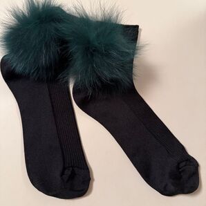 「美品」 Candystripper ファー付きブラックソックス