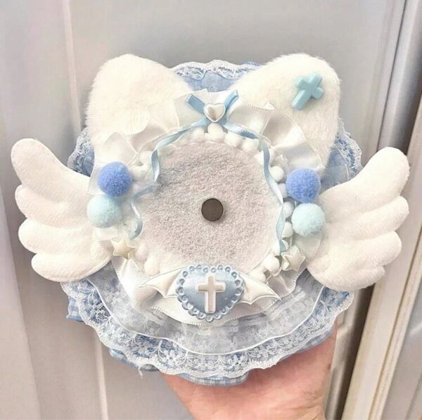 ハンドメイド ロゼット ベビーブルー