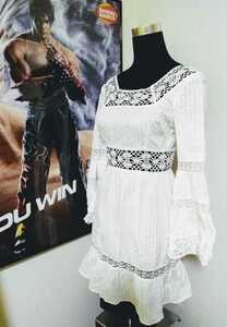  быстрое решение! стандартный товар MICHAEL KORS Michael Kors прекрасный белый Италия производства One-piece платье party 