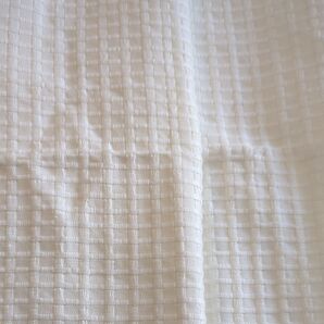 150×40 チェック 格子 ボコボコ 生地 白 ホワイト