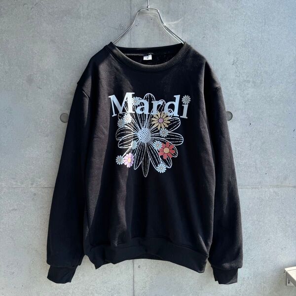 Mardi Mercredi フラワープリント スウェット ブラック Mサイズ