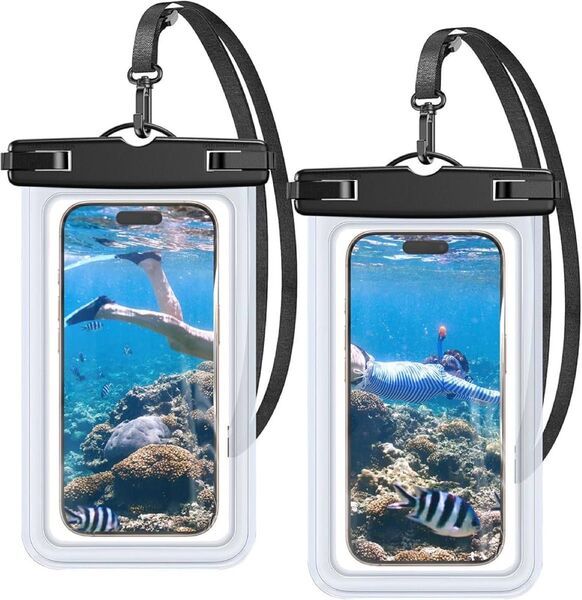 スマホ 防水ケース 海 【2枚セット&熱圧技術&防水】防水 スマホケース IPX8認定 水中・水上で操作できる 指紋認証可能