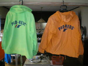 pro-keds フード付きジャケット 2着 オレンジ色とグリーン色 運動着 体育着 仕事着 マウンテンパーカー　サイクリング用