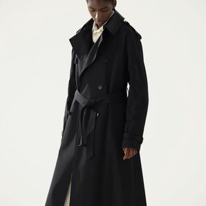 AURALEE LIGHT WOOL MAX GABARDINE CHAMBRAY TRENCH COAT size0