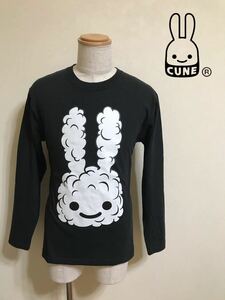 【良品】 CUEN キューン ビッグロゴ うさぎ トップス クルーネック Tシャツ ロンT カットソー サイズL 長袖 黒 マンモス OE1210