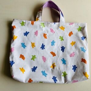 レッスンバッグ おつかい袋 女の子 手提げバッグ くまさん ハート ハンドメイド トートバッグ