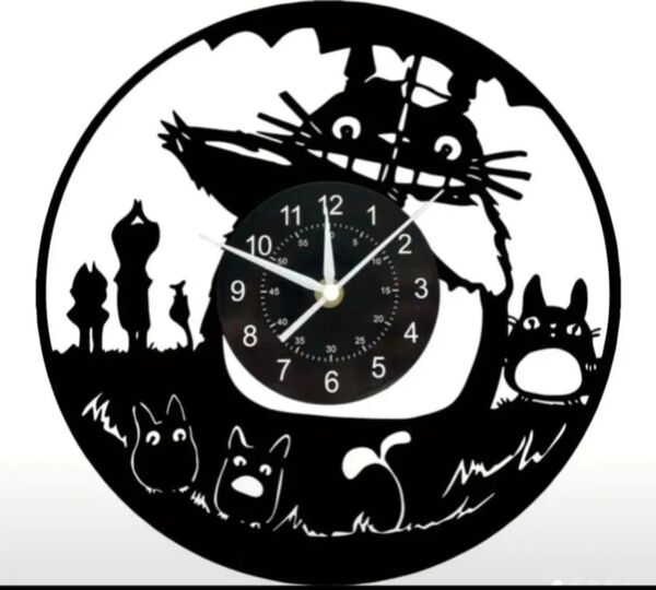 ジブリ となりのトトロ ビニール レコード 壁時計 掛け時計 時計 静音 ウォールクロック