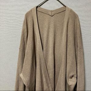 ナチュラルビューティーベーシック フロントオープンカーディガン(M)ブラウン無地