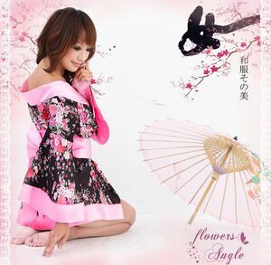 Новая неиспользованная бесплатная доставка 9171 Супер популярный мини -кимоно с красивыми цветочными узорами с красивыми цветочными узорами с красивыми цветочными узорами сексуальный косплей юката кимоно костюм костюм костюм