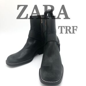 【未使用】ZARA TRF エンジニアブーツ レザーブーツ ベルト ジップ ブラック 23.5