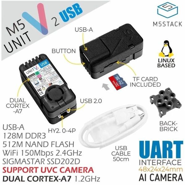送料0 M5Stack UnitV2 カメラなし USB版 // AIカメラ M5Stick 電子工作 python 美品