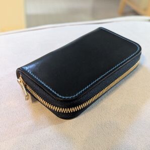 ホーウィン シェルコードバン インテンスブルー ミニ財布 塩原レザー