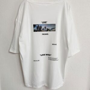メンズ サンセット バックプリント 半袖 Tシャツ 韓国 ホワイト