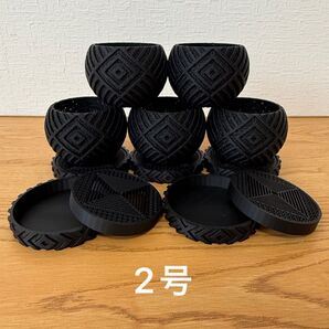 3Dプリンター鉢 メッシュ構造 2号 鉢 受け皿 5個セット 観葉植物 多肉植物 植木鉢