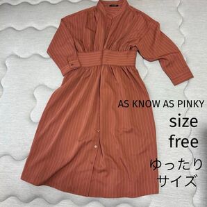 AS KNOW AS アズノゥアズピンキー 大きめ ストライプ ワンピース