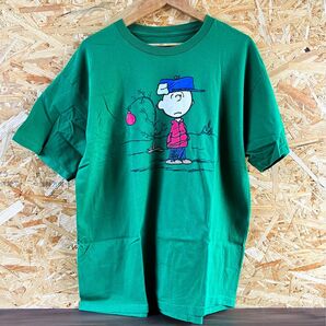 状態【B】チャーリー・ブラウン キャラクターTシャツ 緑 XL