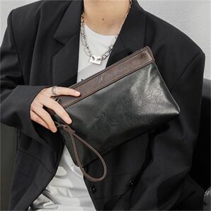 クラッチバッグ レザーバッグ ブラック 男女兼用 黒