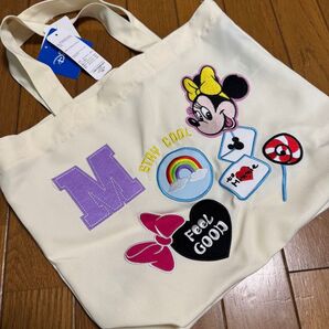 ミニー ディズニー トートバッグ ワッペン 通園バッグ