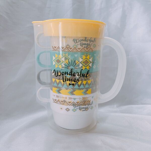 スケーター◎スタッキング コップ 4個セット ケース付 冷水筒 850ml