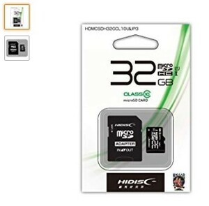 HIDISC microSDHC CARD 32GB CLASS10 UHS-1 WITH SD-ADAPTER/CASE HDMCSDH32GCL10UIJP3 NO1