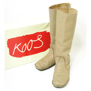 #Koos[ course ] gray beige leather boots 38 (24) box #