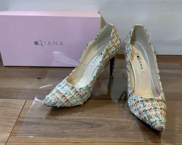 【美品】Diana 23.5センチ ツイードパンプス マルチカラー