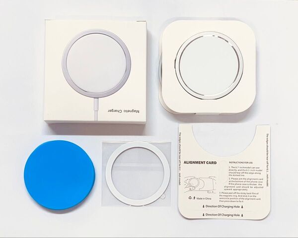 MagSafeワイヤレス充電器 磁力吸引 15W急速充電 マグセーフ対応 Type-C 充電器専用保護カバー付 磁気補助リング付