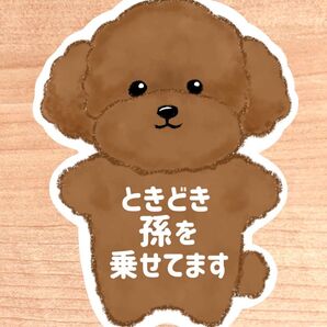 【トイプードル】 ときどき孫を乗せてます マグネット シール 吸盤