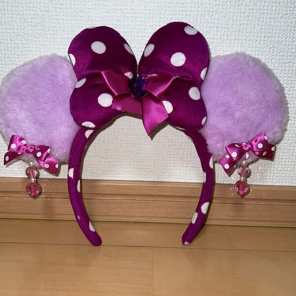 ディズニーミニーカチューシャ水玉リボンイヤリング