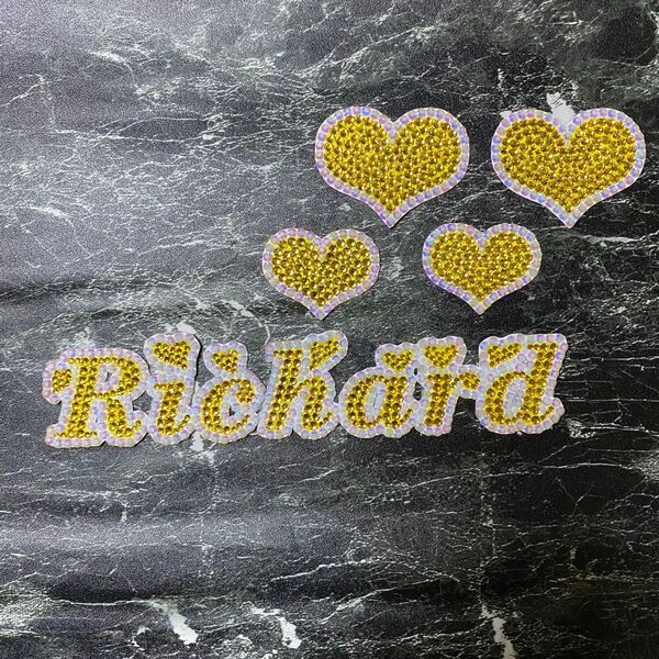 デコうちわ デコ文字 うちわ 団扇 【 Richard 】 ハート イエロー