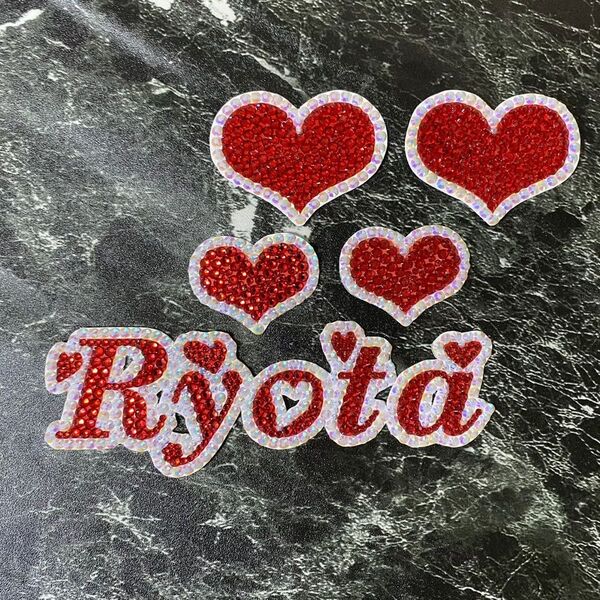 デコうちわ デコ文字 うちわ 団扇 【 Ryota 】 ハート レッド