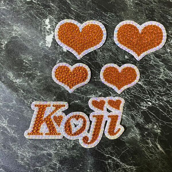 デコうちわ デコ文字 うちわ 団扇 【 Koji 】 ハート オレンジ