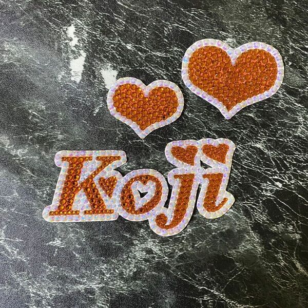 デコうちわ デコ文字 うちわ 団扇 【 Koji 】 ハート オレンジ