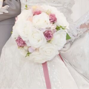 結婚式 ブライダルブーケ ブートニア ピンク 造花