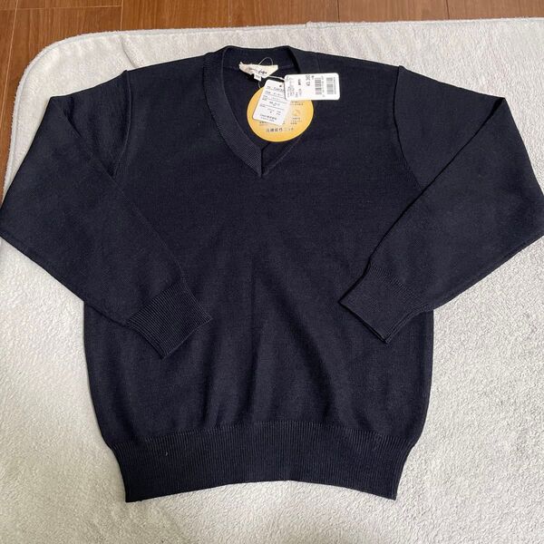 【新品】高機能ニット Vネックセーター 140cm ネイビー