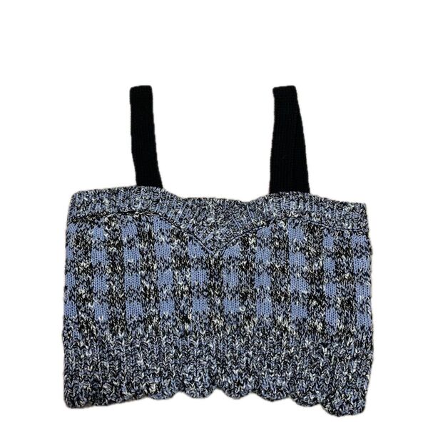 【美品】ZARA Lサイズ ブルー ブラック ラメ入り ビスチェ ニット レディース おしゃれ シンプル