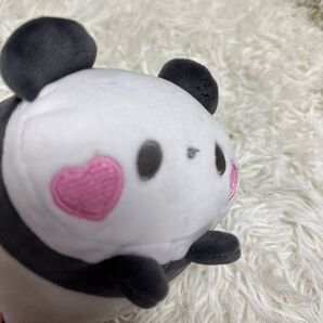 小さなパンダのぬいぐるみ ハート模様 ピンクのほっぺ パンダ 柔らかい シミあり