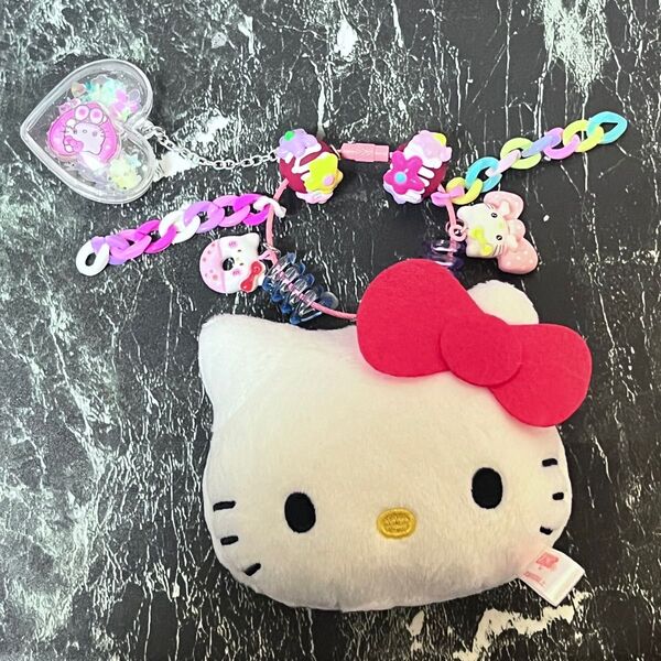 ハローキティ じゃらじゃら キーホルダー ぬいぐるみ付 ハンドメイド サンリオ
