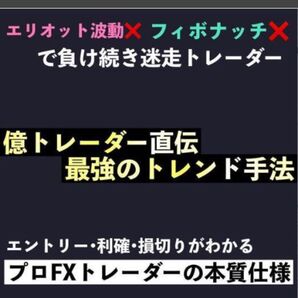 ★【FX億トレ直伝】本質である最強トレンド手法教えます ★~これから仕事をやめて本格的にトレードで食べていきたい方へ~定価4000