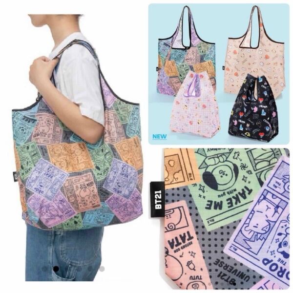 《完売品》【新品】BT21 エコバッグ(カートゥーン) 肩掛け マルチ BTS