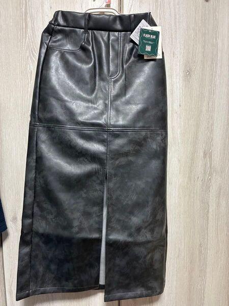 フラッシュブルー スカート 合成皮革 グレー Mサイズ ロングスカート 新品