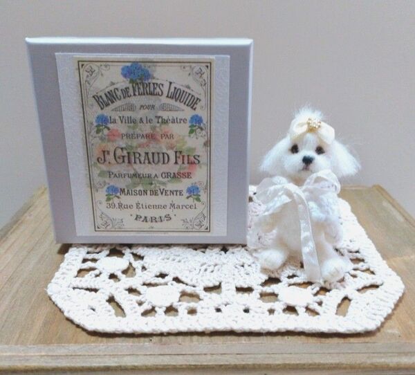 羊毛フェルト マルチーズ テディベア ハンドメイド