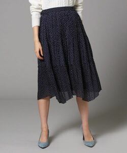 美品 アンタイトル UNTITLED ギャザードットスカート 2018SS サイズ1 紺 定価、18.500+税 日本製