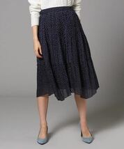 美品 アンタイトル UNTITLED ギャザードットスカート 2018SS サイズ1 紺 定価、18.500+税 日本製_画像1