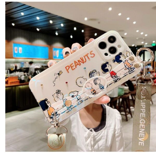 iPhoneケース☆ソフトバンド付き☆スヌーピー
