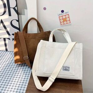 【11月限定値下げ】ショルダーバッグ ハンドバッグ トートバッグ 2way キャンバス ホワイト