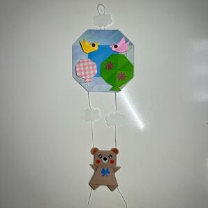 ハンドメイド 壁飾り 飾り おりがみ くま 風船飛行 とり