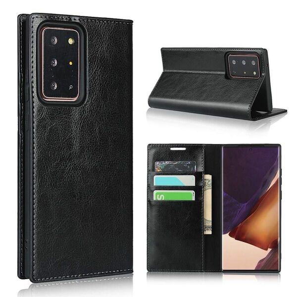 Samsung Galaxy Note 20 手帳型レザーケース 牛革 ブラック おしゃれ シンプル